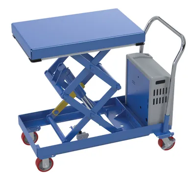 Vestil Steel 12V DC Hydraulic Elevating Cart 20 In. x 33 In. 1000 Lb. Capacity Blue