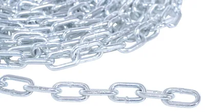 Vestil CHAIN-316-50-GALV chain in a variety of color shown from an alternate angle