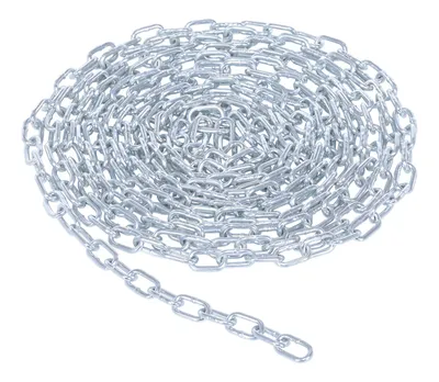 Vestil Galvanized Steel Bollard Safety Chain 50 Foot 3/16 In. Thickness Silver