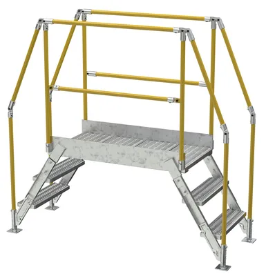 Vestil Galvanized Steel Crossover Ladder 3 Step 23-1/2 In. x 48 In. 500 Lb. Capacity Silver