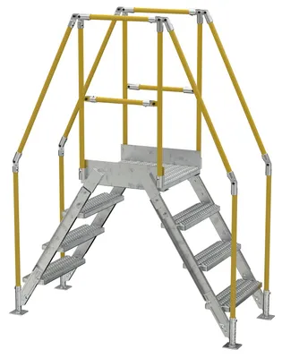 Vestil Galvanized Steel Crossover Ladder 4 Step 23-1/2 In. x 24 In. 500 Lb. Capacity Silver