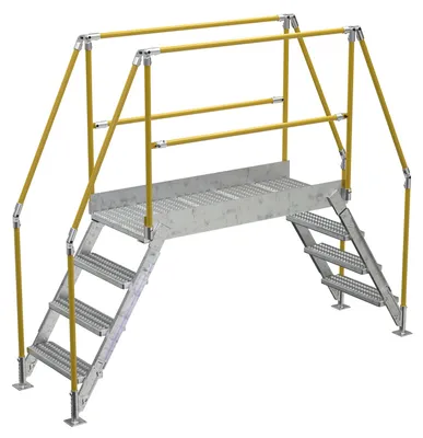 Vestil Galvanized Steel Crossover Ladder 4 Step 23-1/2 In. x 60 In. 500 Lb. Capacity Silver