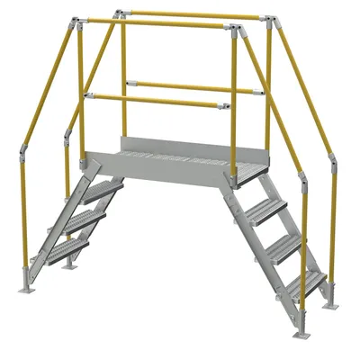 Vestil Aluminum Crossover Ladder 4 Step 48 x 29-1/8 In. Platform 500 Lb. Capacity Silver