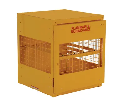 Vestil Steel Horizontal Cylinder Cabinet 32 In. x 30 In. x 35-1/4 In. 4 Cylinder Capacity Yellow