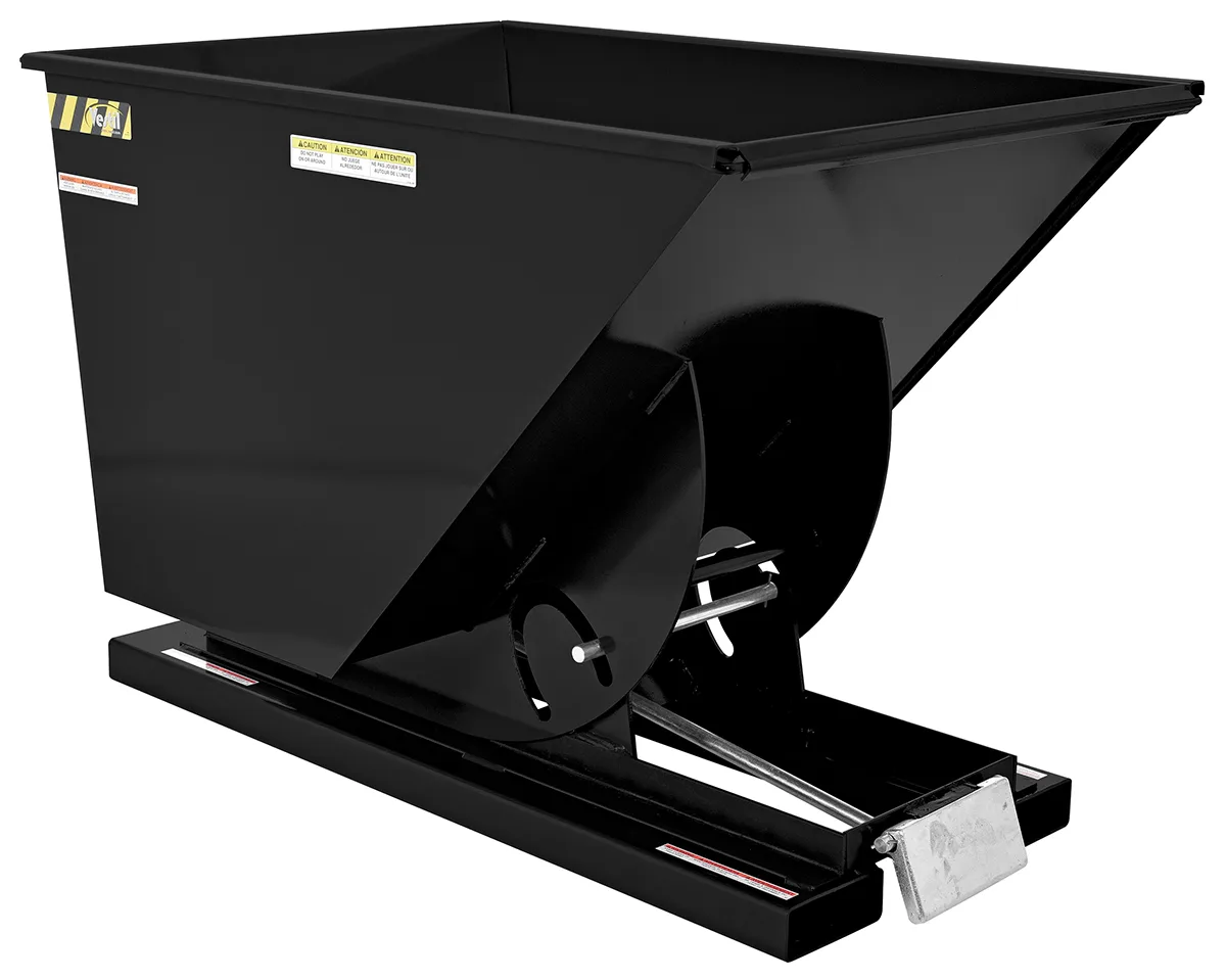 Vestil D-100-HD-BLK-SG d style - self-dumping steel hoppers with bumper release