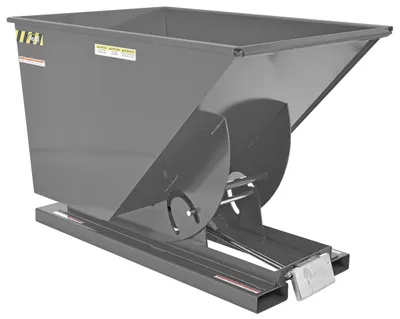 Vestil Steel Heavy Duty Self Dumping Hopper 1 Cubic Yard 6000 Lb. Capacity Battleship Gray