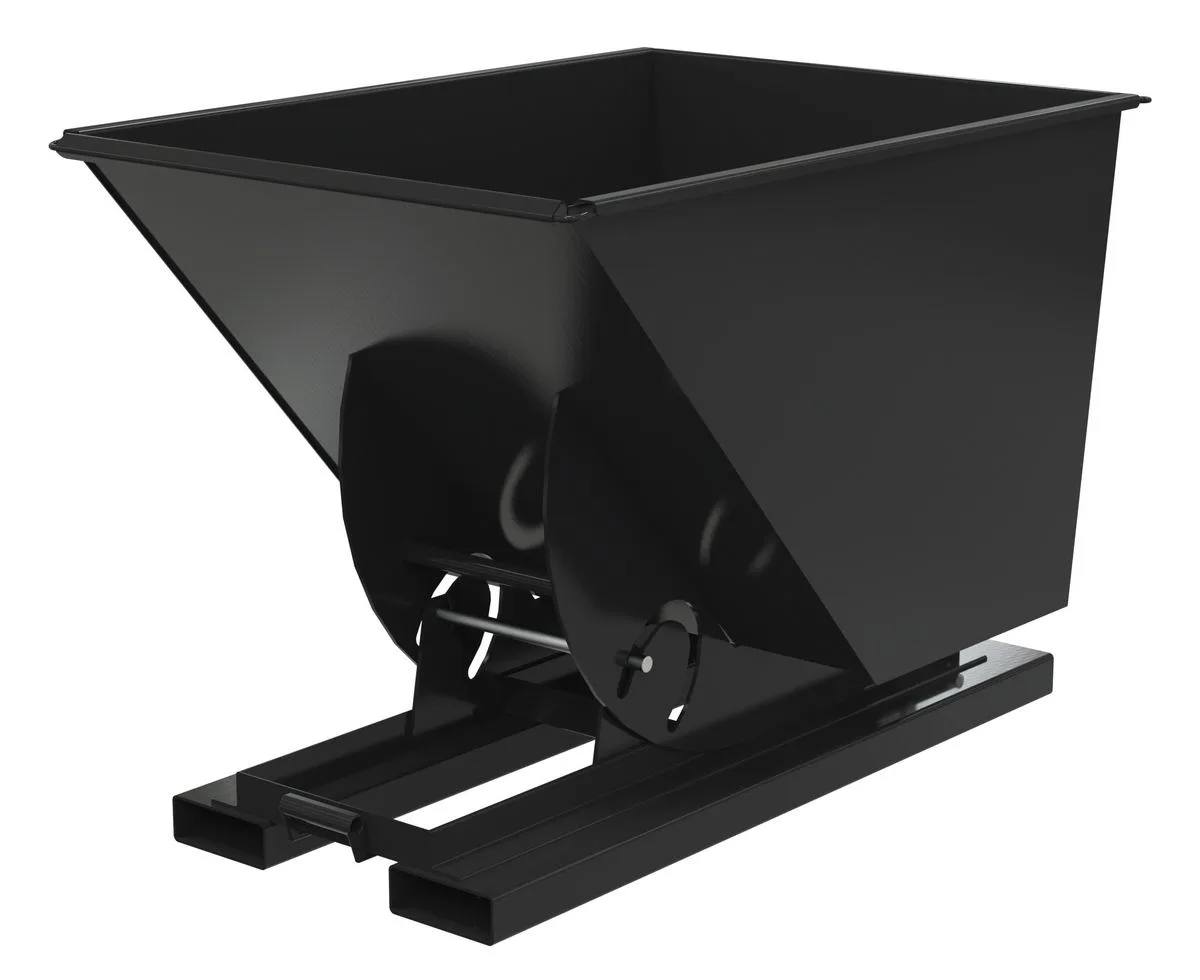 Vestil D-100-HD-NB-BLK-SG d-style hoppers, no bump & dump