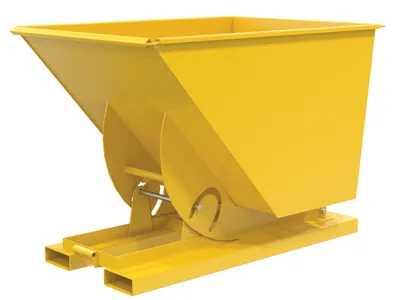 Vestil Steel Heavy Duty No Bump & Dump Hopper 1 Cubic Yard 6000 Lb. Capacity Yellow