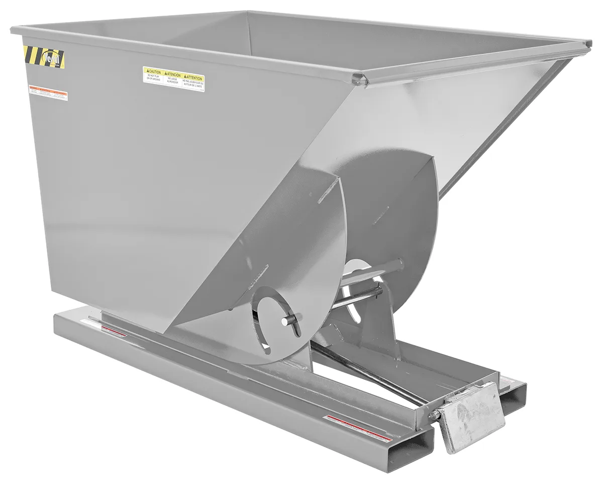 Vestil D-100-HD-SL d style - self-dumping steel hoppers with bumper release