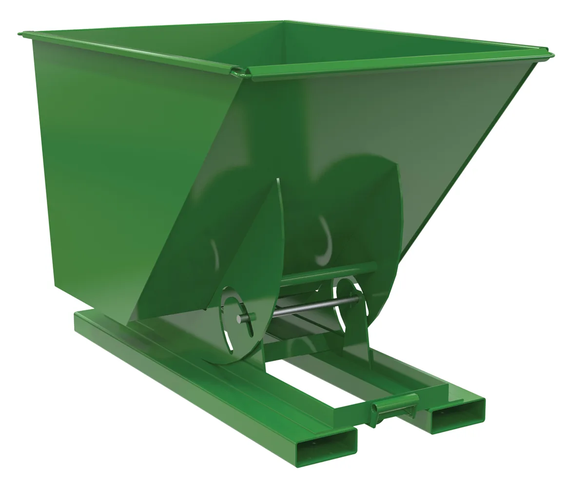 Vestil D-100-LD-NB-GRN-T d-style hoppers, no bump & dump