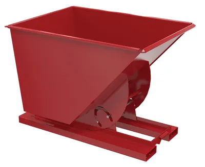 Vestil Steel Light Duty No Bump & Dump Hopper 1 Cubic Yard 2000 Lb. Capacity Soda Red