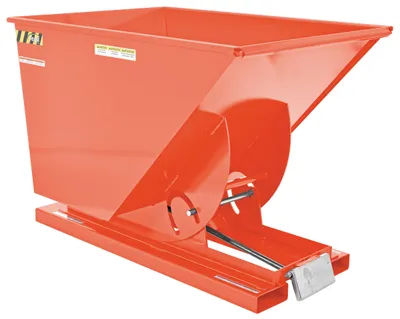 Vestil Steel Light Duty Self Dumping Hopper 1 Cubic Yard 2000 Lb. Capacity Orange