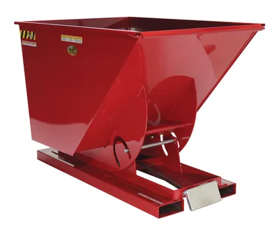 Vestil Steel Light Duty Self Dumping Hopper 1 Cubic Yard 2000 Lb. Capacity Soda Red
