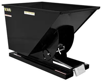 Vestil Steel Medium Duty Self Dumping Hopper 1 Cubic Yard 4000 Lb. Capacity Semi Gloss Black