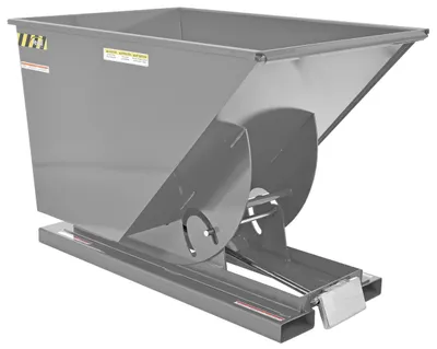 Vestil Steel Medium Duty Self Dumping Hopper 1 Cubic Yard 4000 Lb. Capacity Machine Gray