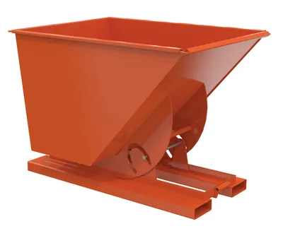 Vestil Steel Medium Duty No Bump & Dump Hopper 1 Cubic Yard 4000 Lb. Capacity Orange