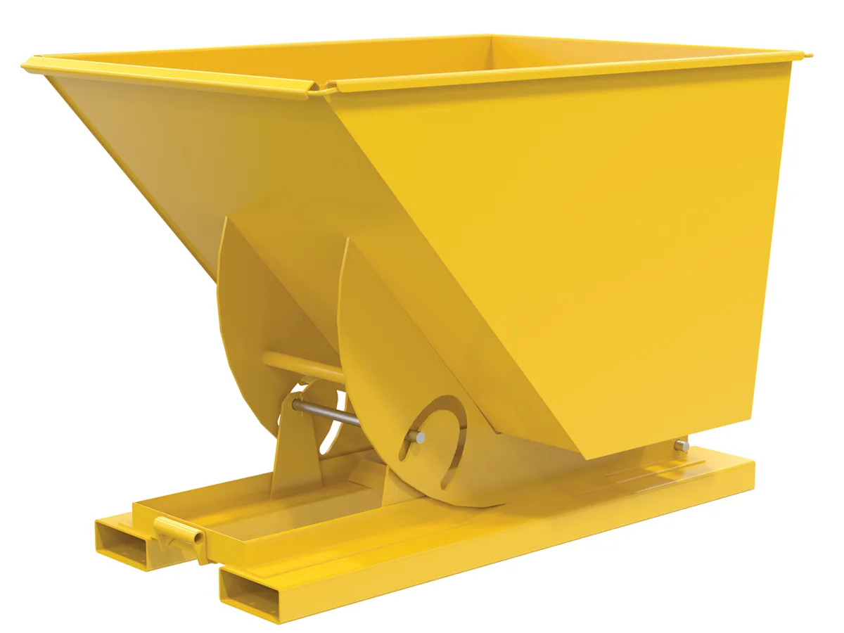 Vestil D-100-MD-NB-YEL d-style hoppers, no bump & dump