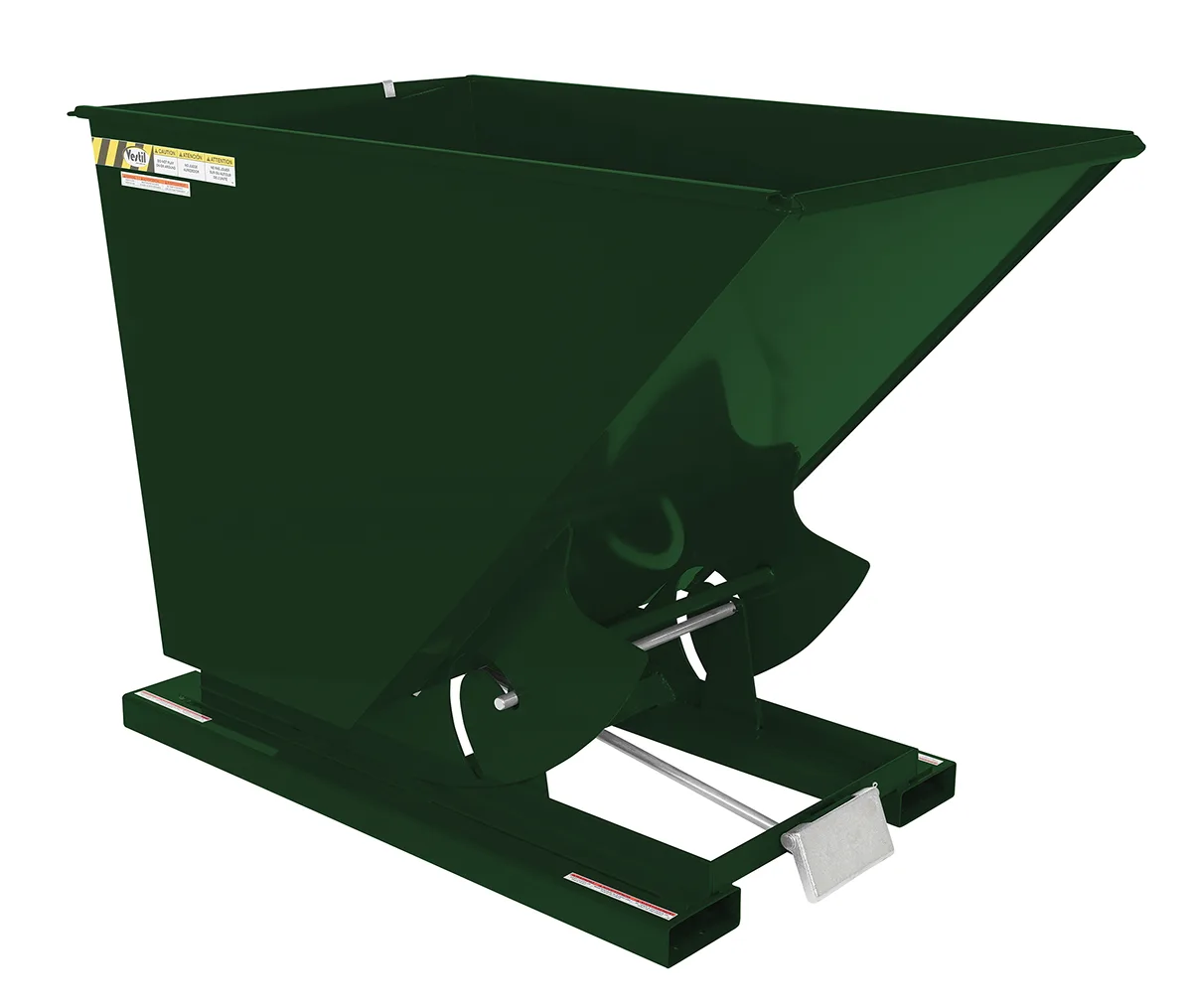 Vestil D-150-HD-GRN-H d style - self-dumping steel hoppers with bumper release
