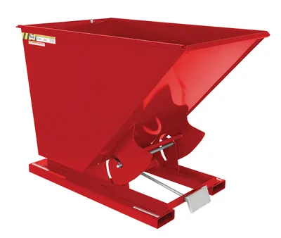 Vestil Steel Heavy Duty Self Dumping Hopper 1-1/2 Cubic Yard 6000 Lb. Capacity Red