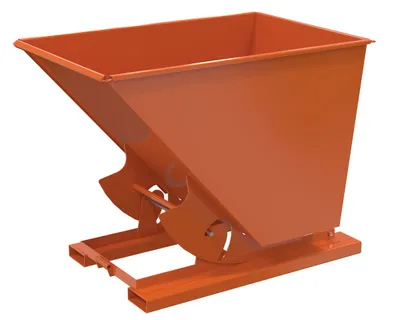 Vestil Steel Light Duty No Bump & Dump Hopper 1-1/2 Cubic Yard 2000 Lb. Capacity Orange