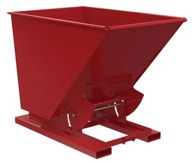 Vestil Steel Light Duty No Bump & Dump Hopper 1-1/2 Cubic Yard 2000 Lb. Capacity Soda Red