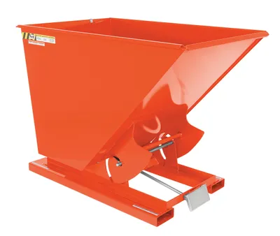 Vestil Steel Light Duty Self Dumping Hopper 1-1/2 Cubic Yard 2000 Lb. Capacity Orange