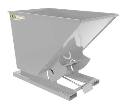 Vestil Steel Light Duty Self Dumping Hopper 1-1/2 Cubic Yard 2000 Lb. Capacity Silver Lining