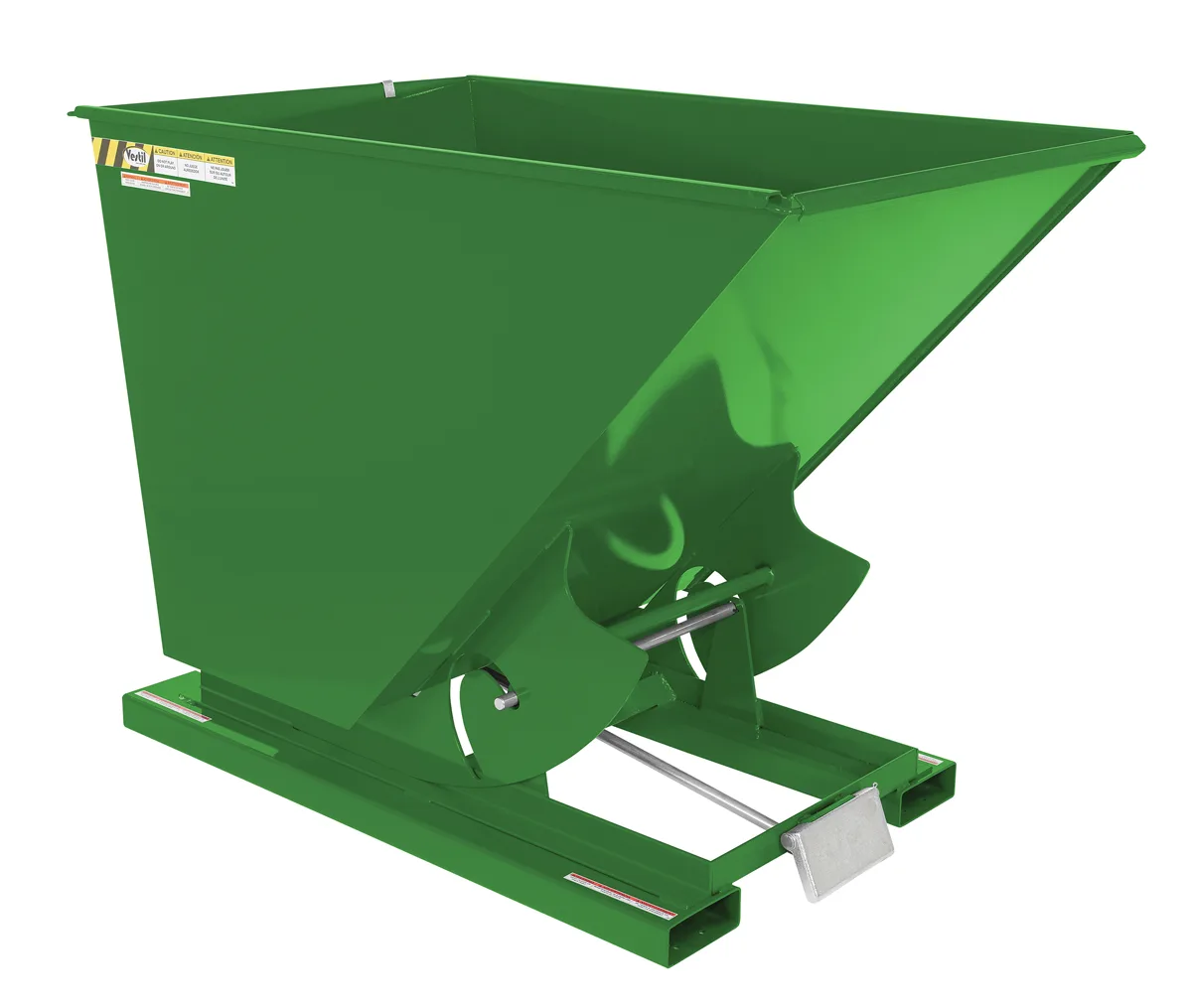 Vestil D-150-MD-GRN-T d style - self-dumping steel hoppers with bumper release
