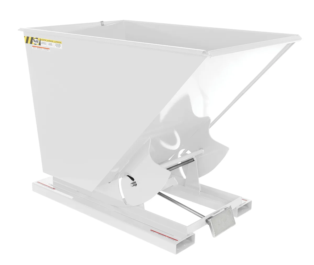 Vestil D-150-MD-WHT d style - self-dumping steel hoppers with bumper release