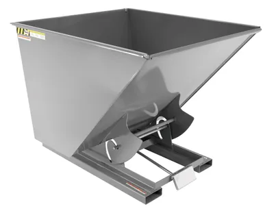 Vestil Steel Heavy Duty Self Dumping Hopper 2 Cubic Yard 6000 Lb. Capacity Battleship Gray