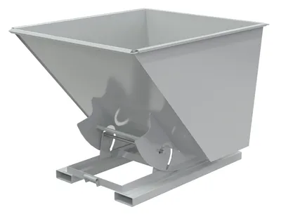 Vestil Steel Heavy Duty No Bump & Dump Hopper 2 Cubic Yard 6000 Lb. Capacity Machine Gray