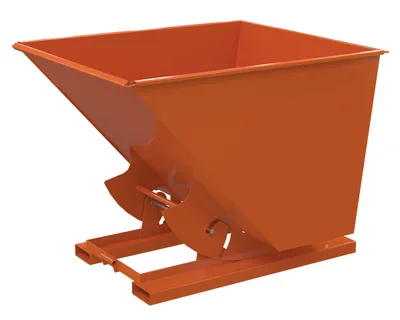 Vestil Steel Heavy Duty No Bump & Dump Hopper 2 Cubic Yard 6000 Lb. Capacity Orange