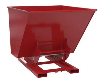 Vestil Steel Heavy Duty No Bump & Dump Hopper 2 Cubic Yard 6000 Lb. Capacity Soda Red
