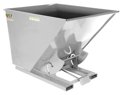 Vestil Steel Heavy Duty Self Dumping Hopper 2 Cubic Yard 6000 Lb. Capacity Silver Lining
