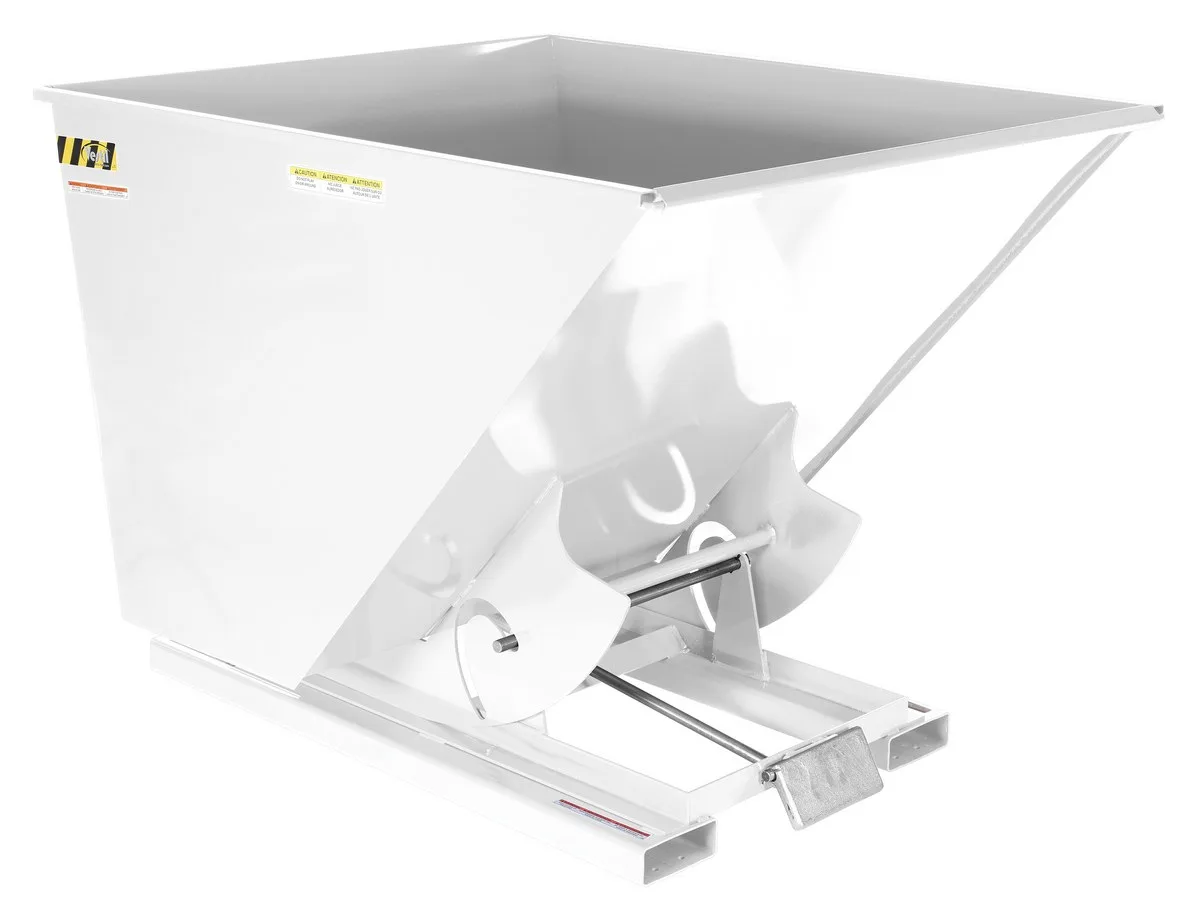 Vestil D-200-HD-WHT d style - self-dumping steel hoppers with bumper release