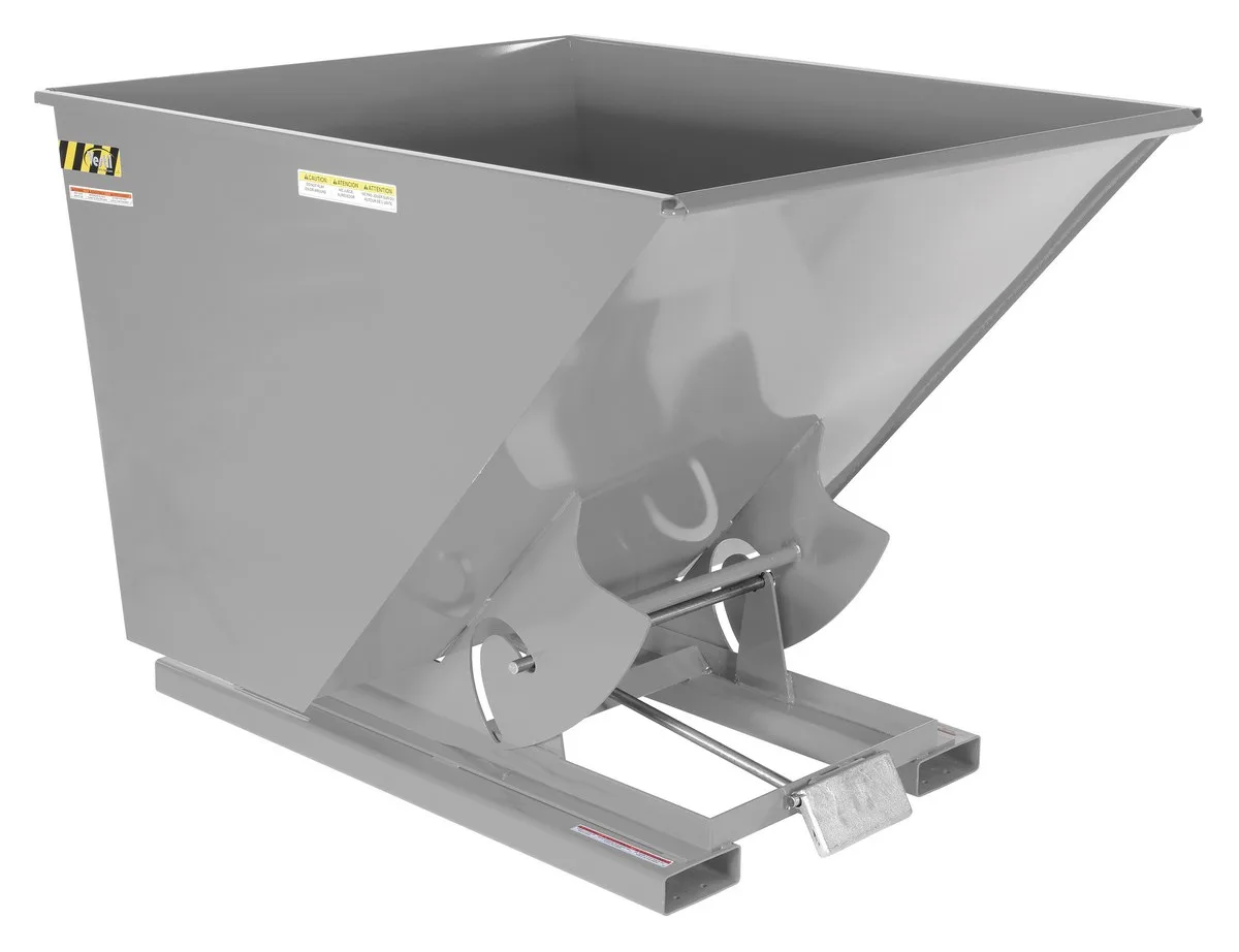 Vestil D-200-LD-GY-MG d style - self-dumping steel hoppers with bumper release