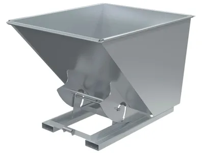 Vestil Steel Light Duty No Bump & Dump Hopper 2 Cubic Yard 2000 Lb. Capacity Silver