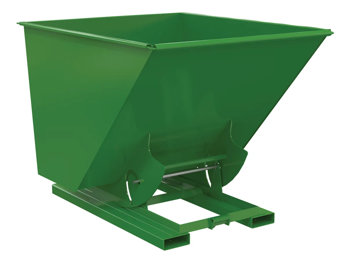 Vestil D-200-MD-NB-GRN-T d-style hoppers, no bump & dump