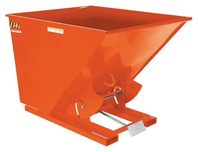 Vestil Steel Medium Duty Self Dumping Hopper 2 Cubic Yard 4000 Lb. Capacity Orange