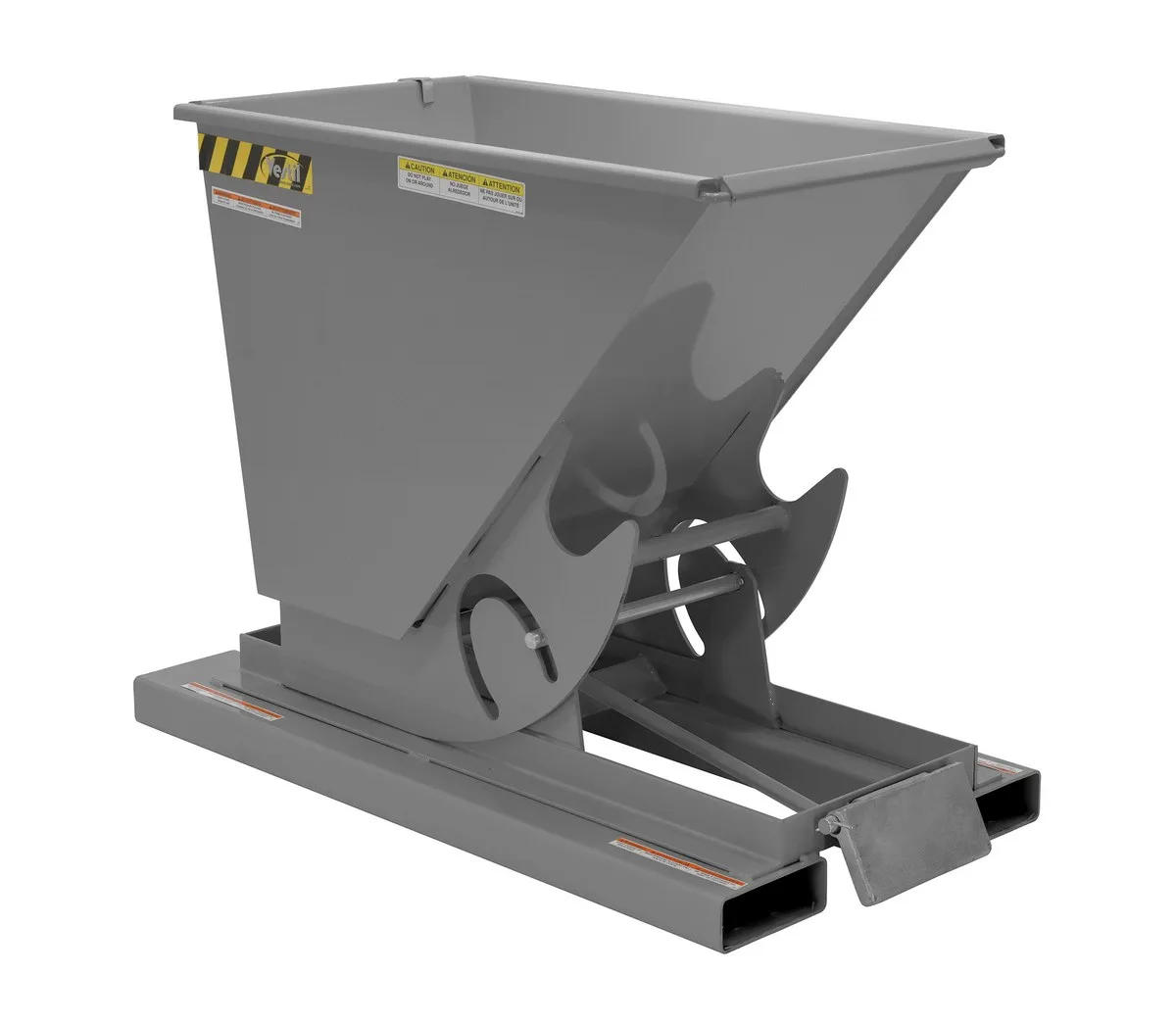 Vestil D-25-HD-GY-SG d style - self-dumping steel hoppers with bumper release