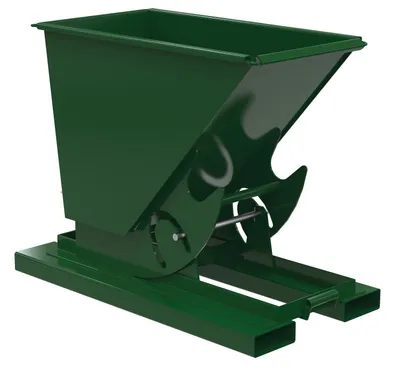 Vestil Steel Heavy Duty No Bump & Dump Hopper 1/4 Cubic Yard 6000 Lb. Capacity Hunter Green