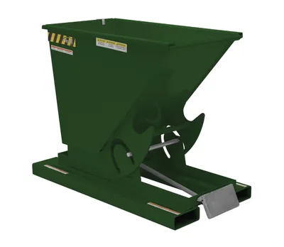 Vestil Steel Light Duty Self Dumping Hopper 1/4 Cubic Yard 2000 Lb. Capacity Hunter Green