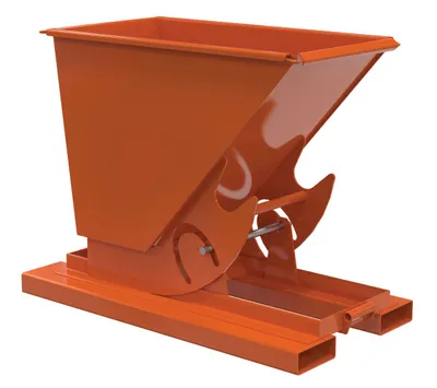 Vestil Steel Light Duty No Bump & Dump Hopper 1/4 Cubic Yard 2000 Lb. Capacity Orange