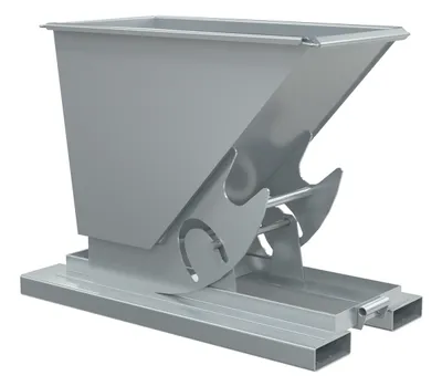 Vestil Steel Medium Duty No Bump & Dump Hopper 1/4 Cubic Yard 4000 Lb. Capacity Silver