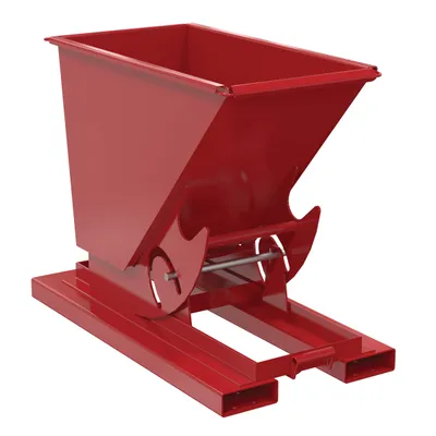 Vestil Steel Medium Duty No Bump & Dump Hopper 1/4 Cubic Yard 4000 Lb. Capacity Soda Red