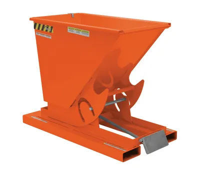 Vestil Steel Medium Duty Self Dumping Hopper 1/4 Cubic Yard 4000 Lb. Capacity Orange