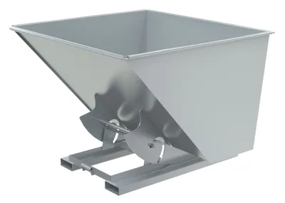 Vestil Steel Heavy Duty No Bump & Dump Hopper 2-1/2 Cubic Yard 6000 Lb. Capacity Silver