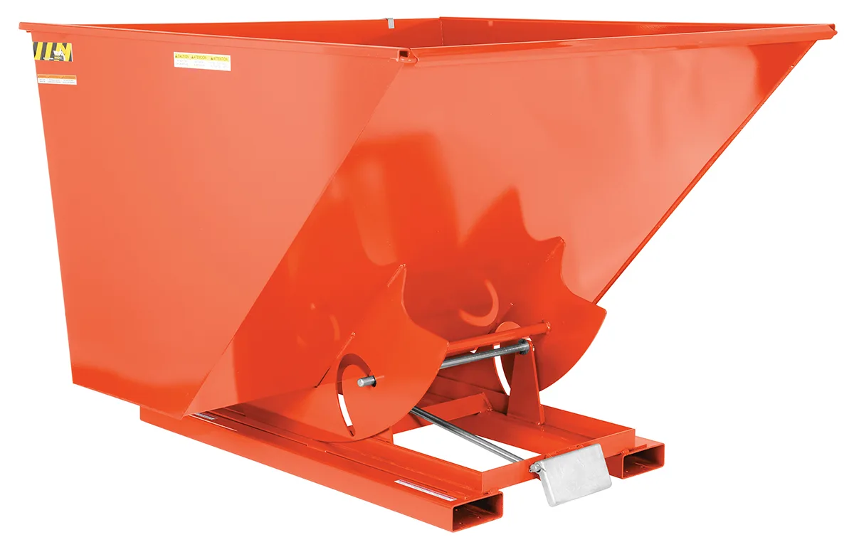 Vestil D-250-HD-ORG-C d style - self-dumping steel hoppers with bumper release