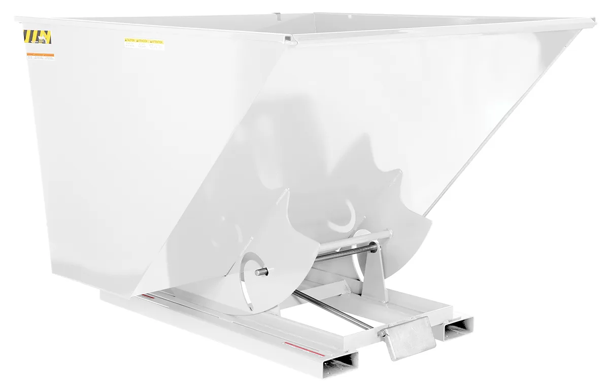 Vestil D-250-HD-WHT d style - self-dumping steel hoppers with bumper release