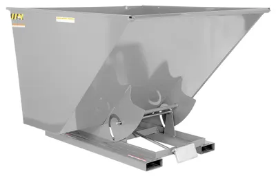 Vestil Steel Light Duty Self Dumping Hopper 2-1/2 Cubic Yard 2000 Lb. Capacity Silver Lining